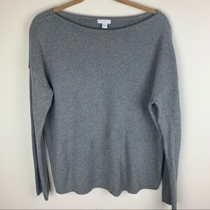 J. Jill Light Gray Women's Lightweight Cotton Blend Ribbed Sweater Sz M